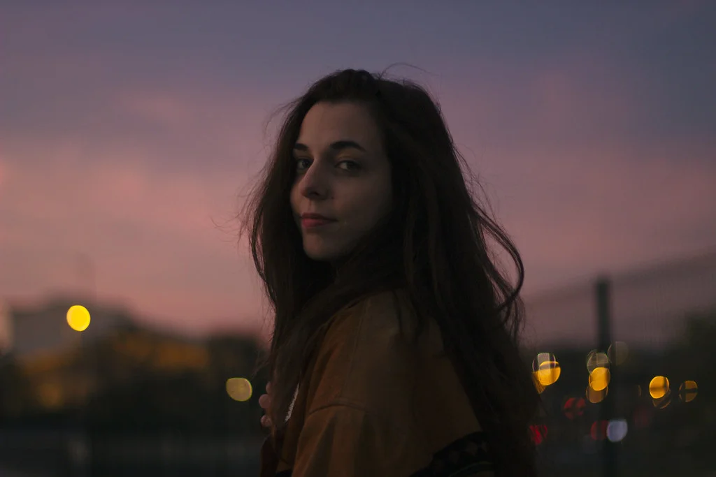 Portrait of a woman at sunset